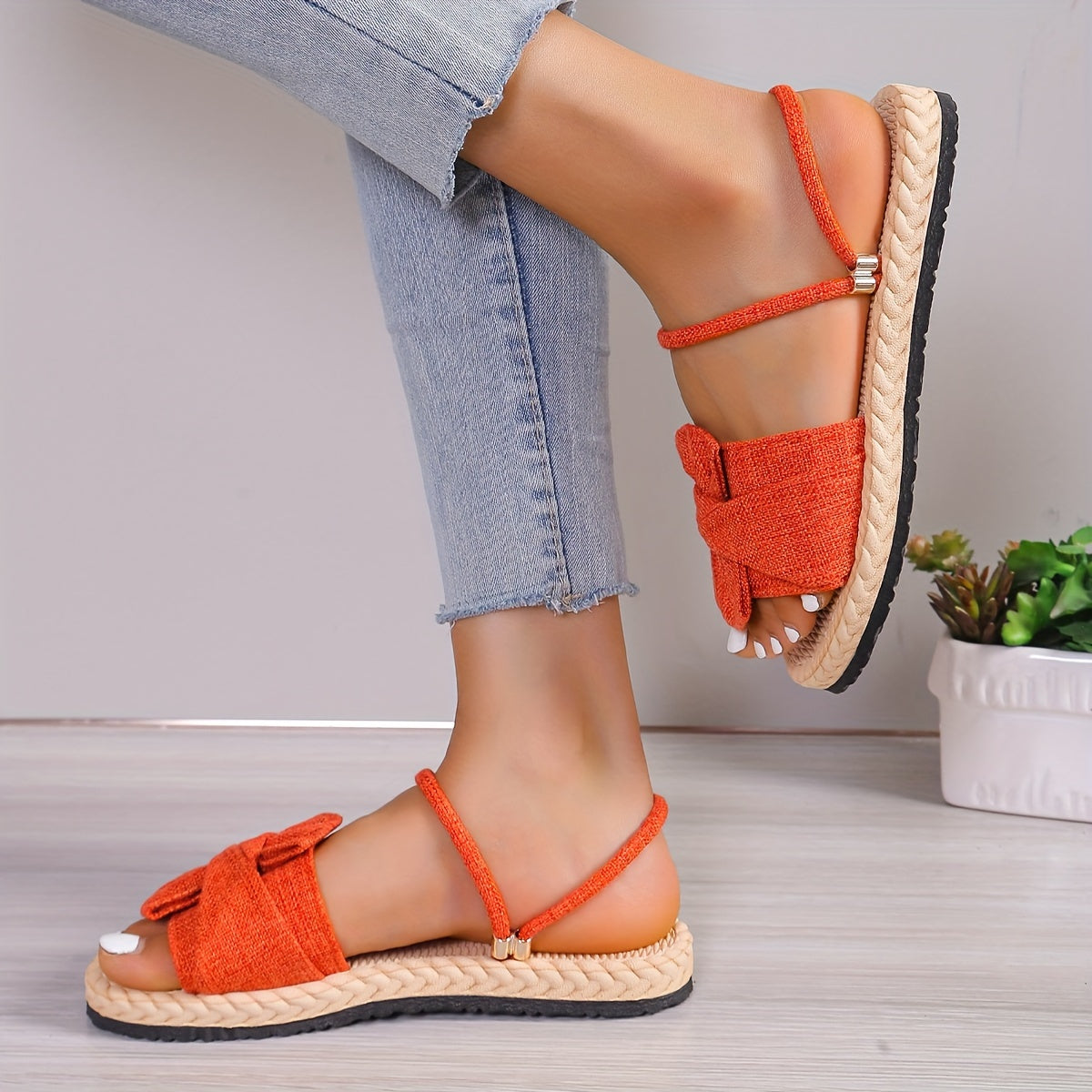 Damen Sommer Sandalen mit Schleife und Knöchelriemen – Bequeme Freizeitschuhe für Alltag & Urlaub