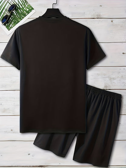 Herren Set mit Smiley-Gesicht Print – Lässiges T-Shirt und Shorts für Freizeit und Sommer
