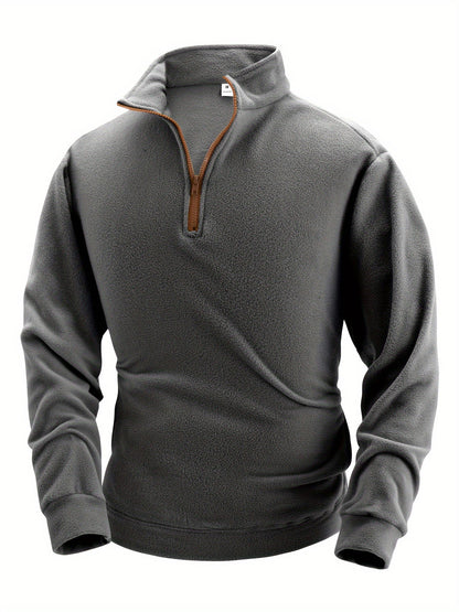 Fleece Pullover Herren Stehkragen Halb-Reißverschluss