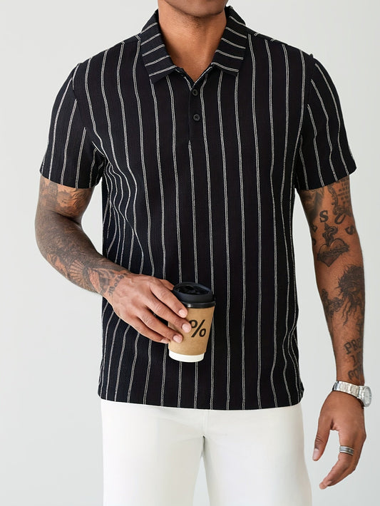 Heren poloshirt met verticale strepen – modern en veelzijdig voor dagelijks gebruik en vrije tijd