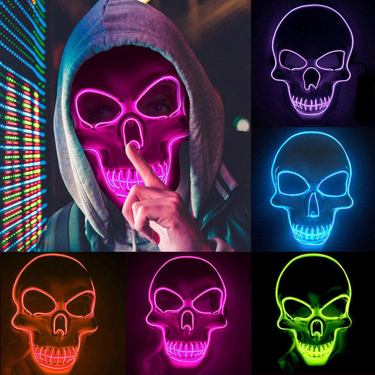 Halloween LED Lysande döskallemask för vuxna – Skrämmande fest- & kostymmask
