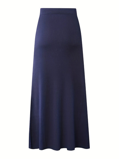 Spódnica midi damska z paskiem do wiązania i prążkowaną strukturą – elegancki look na co dzień i do biura