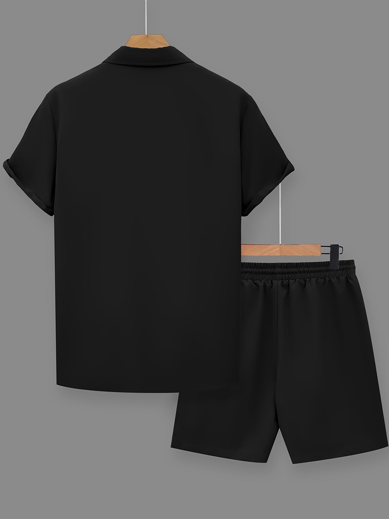 Set estivo casual uomo con stampa statement – Camicia a maniche corte & pantaloncini, streetwear urbano, outfit da tempo libero