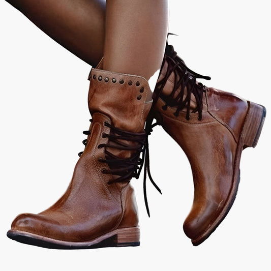 Damen vintage snörstövletter – trendiga boots för vardag och fritid