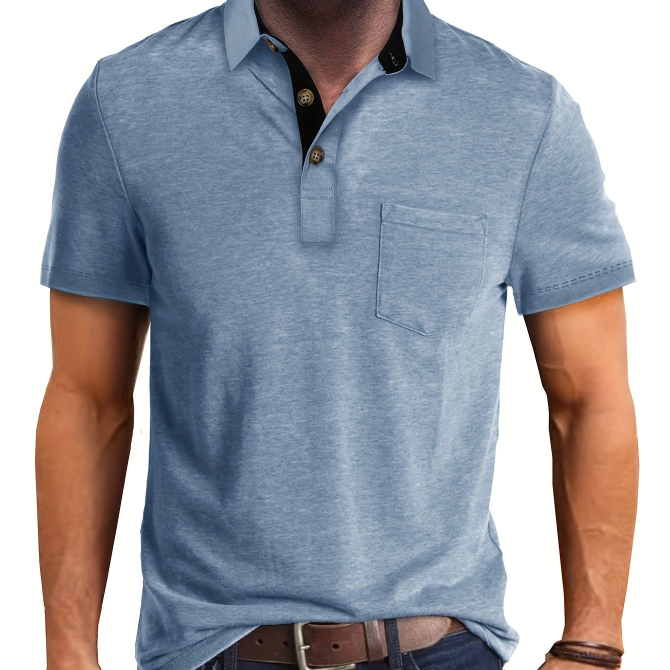Polo uomo manica corta con taschino – Camicia casual moderna per tutti i giorni e il tempo libero