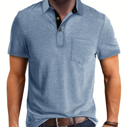 Polo uomo manica corta con taschino – Camicia casual moderna per tutti i giorni e il tempo libero