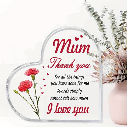 Plaque décorative en forme de cœur pour femmes – style vintage, cadeau pour maman, gratitude et amour, décoration de table