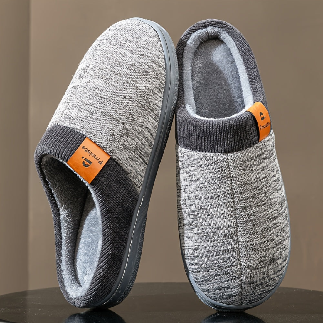 Unisex gebreide pantoffels met zachte voering – comfortabele huisschoenen voor thuis in blauw, zwart en grijs