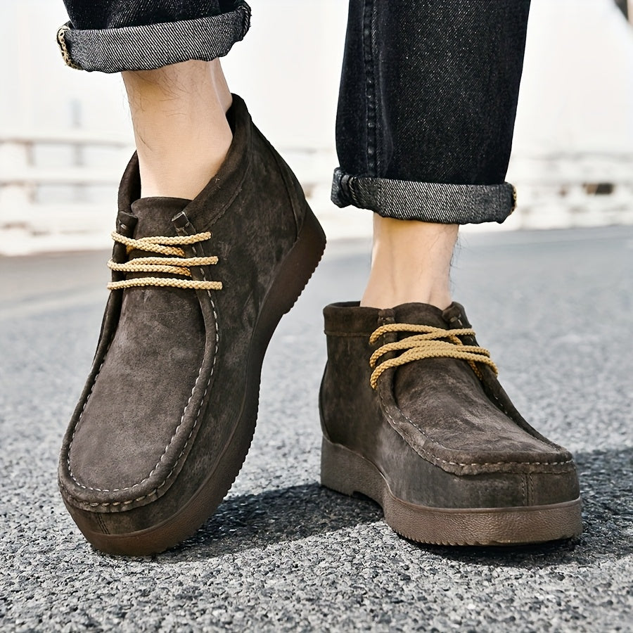 Herren Desert Boots mit Schnürung in Wildleder-Optik und Profilsohle