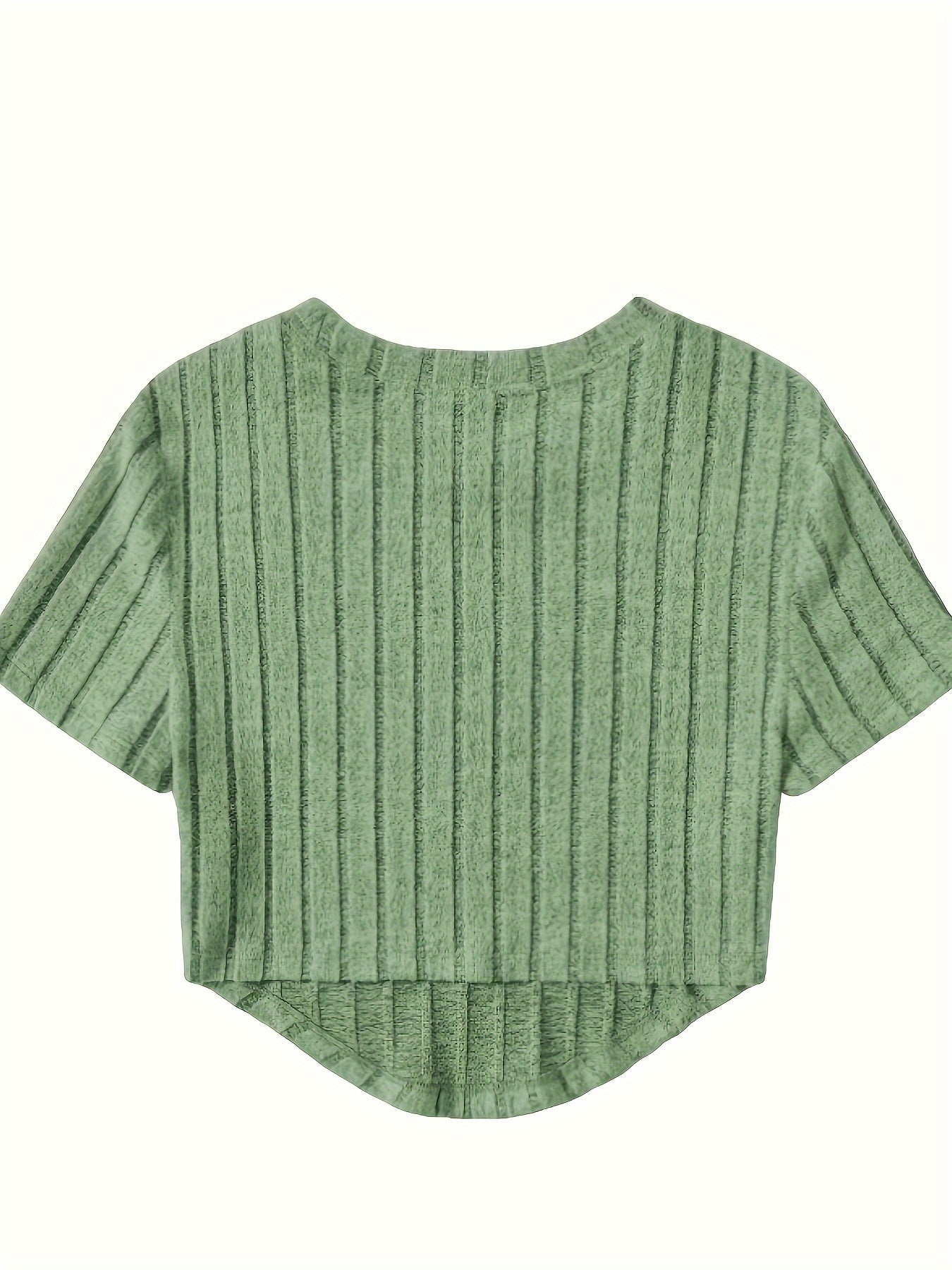 Dame kortermet ribbestrikket crop-top – avslappet sommer fritidsskjorte
