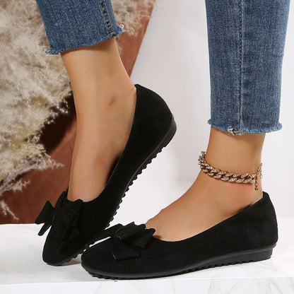 Dame ballerinaer med sløjfe – Elegante komfort-slip-ons til hverdag og kontor