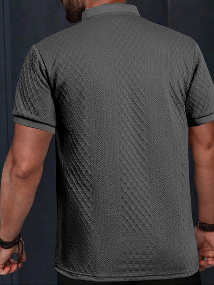 Herren Sommer Set mit Strukturmuster – Freizeit Kurzarm Shirt und Shorts für Alltag und Urlaub