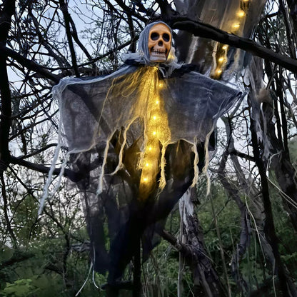 Fantasma appeso di Halloween con luci LED – Decorazione spaventosa per feste di Halloween e esterni