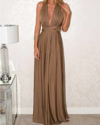 Abito lungo da donna con design schiena scoperta – Abito da sera elegante, versatile, da festa