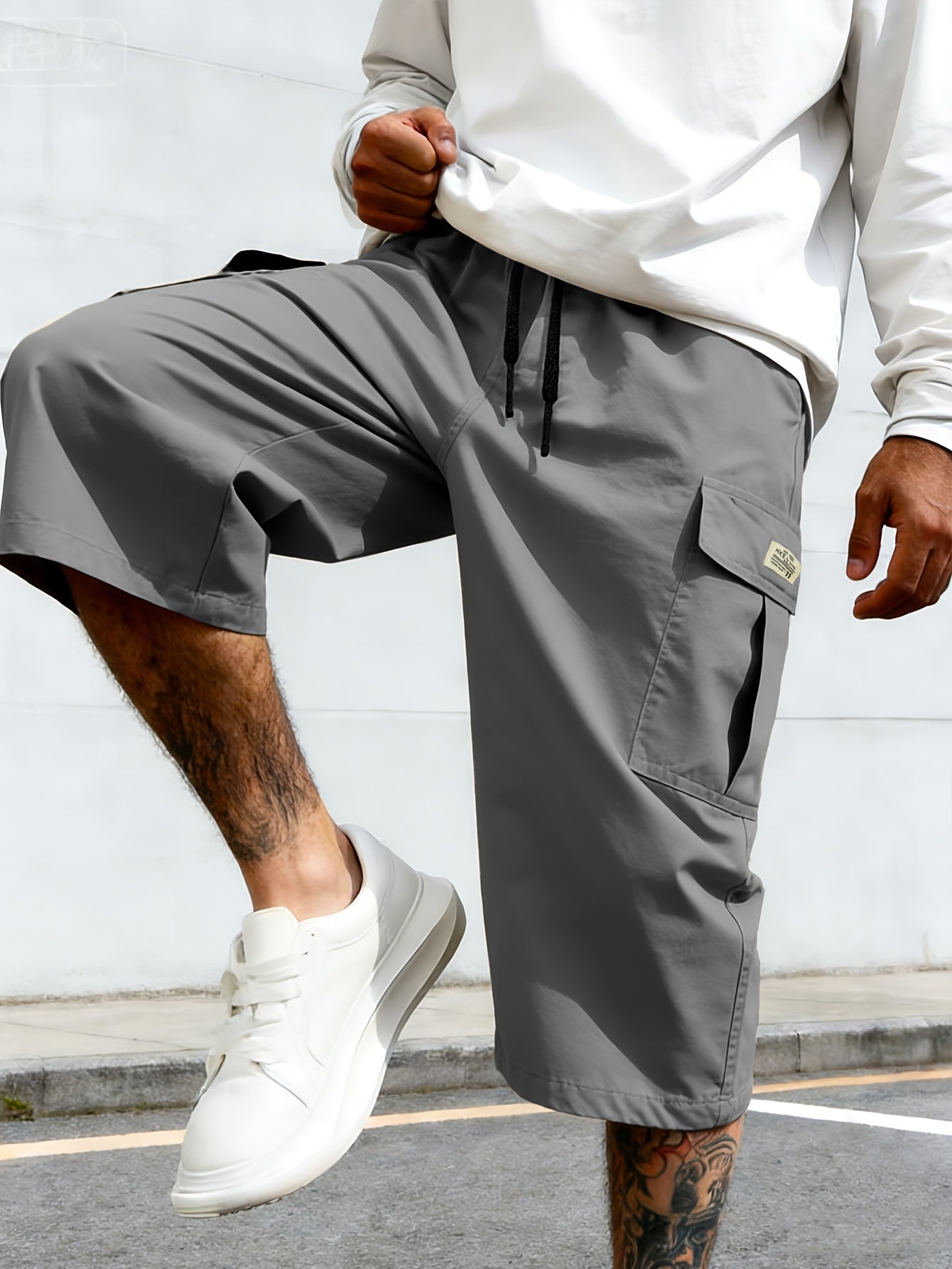 Shorts cargo homme style streetwear, longueur genou, pantalon de loisirs confortable avec poches