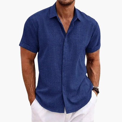 Camisa casual de hombre de manga corta con cuello de solapa – Camisa moderna de verano para el día a día y vacaciones