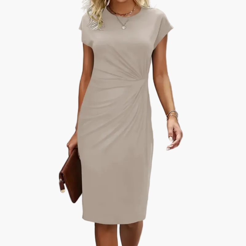 Robe fourreau élégante pour femme, business et loisirs, longueur genou, manches courtes