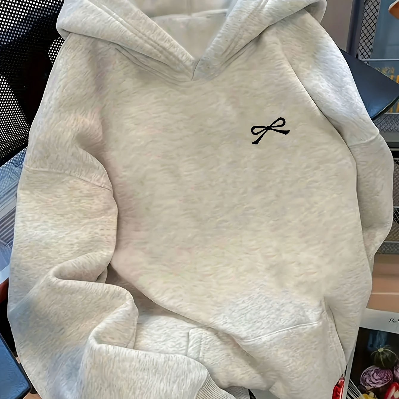 Sudadera con capucha extragrande para mujer, con bordado de lazo