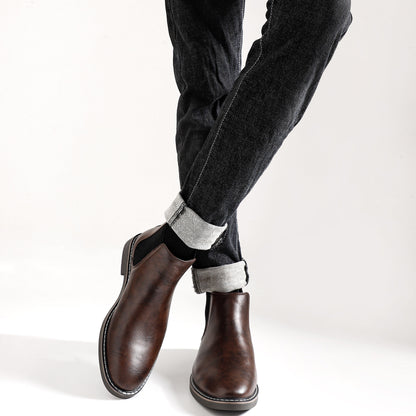 Herren Chelsea Boots Dunkelbraun mit Elastikeinsatz