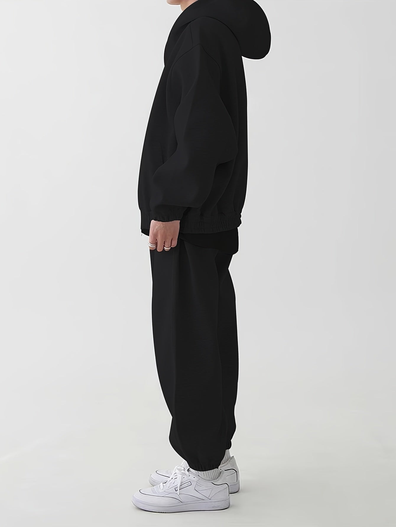 Completo unisex con felpa con cappuccio e cerniera e pantaloni da jogging, comodo completo sportivo loungewear