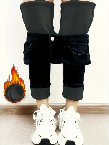 Winter Leggings mit Fleece-Futter – Dunkelblau