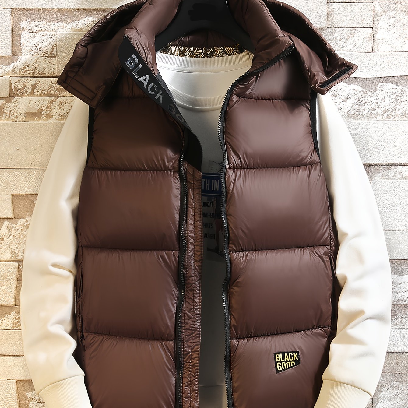 Gilet imbottito con cappuccio da uomo – Gilet trapuntato caldo