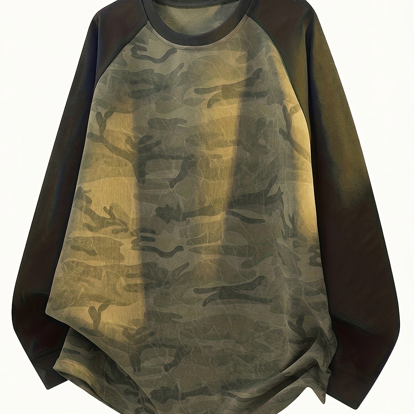 Raglan Langarmshirt im Camouflage-Look, Rundhals-Sweatshirt
