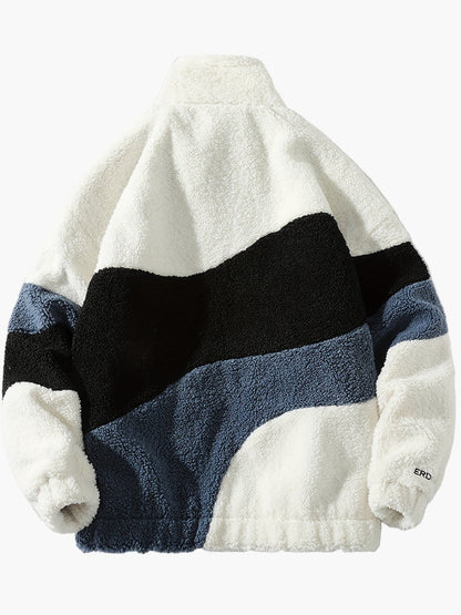 Herre preppy stil softshelljakke med farveblok-design og ståkrave – Fritidsjakke med lynlås
