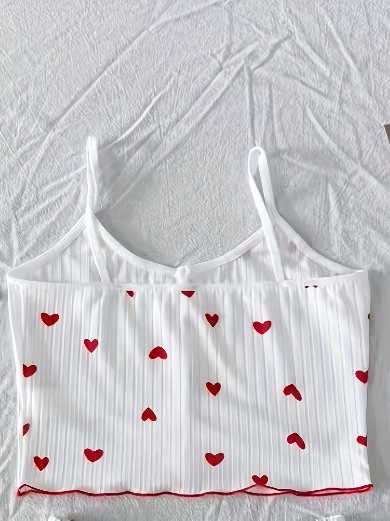 Dame pyjamasæt med hjerteprint og sløjfer – To-delt sommernatsæt, sexet stil