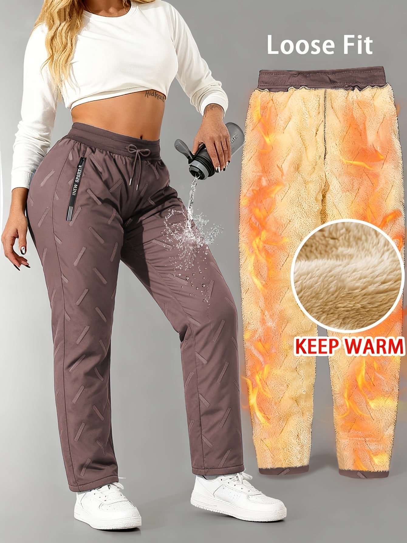 Pantaloni da jogging invernali da donna, imbottiti e idrorepellenti, per sport e tempo libero