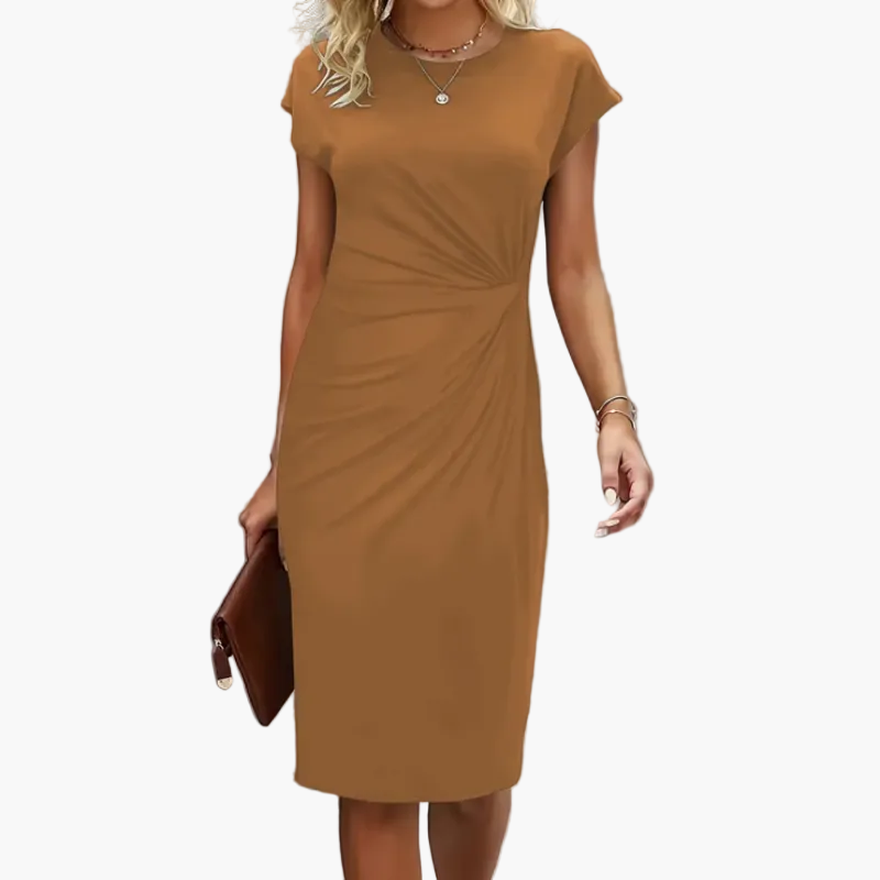 Robe fourreau élégante pour femme, business et loisirs, longueur genou, manches courtes