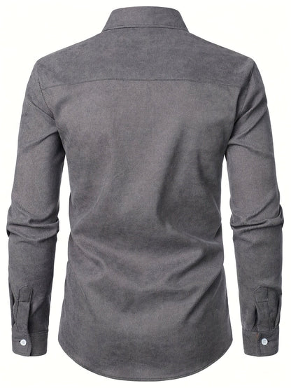 Camisa casual para hombre Modern Fit con detalles a cuadros – Camisa de manga larga elegante para el día a día y la oficina