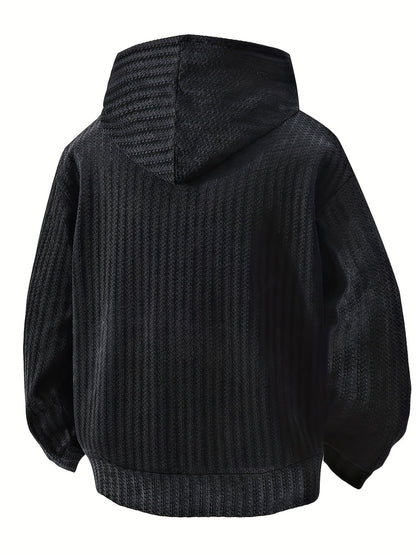Sudadera con capucha y bolsillo canguro – Diseño acanalado, corte holgado