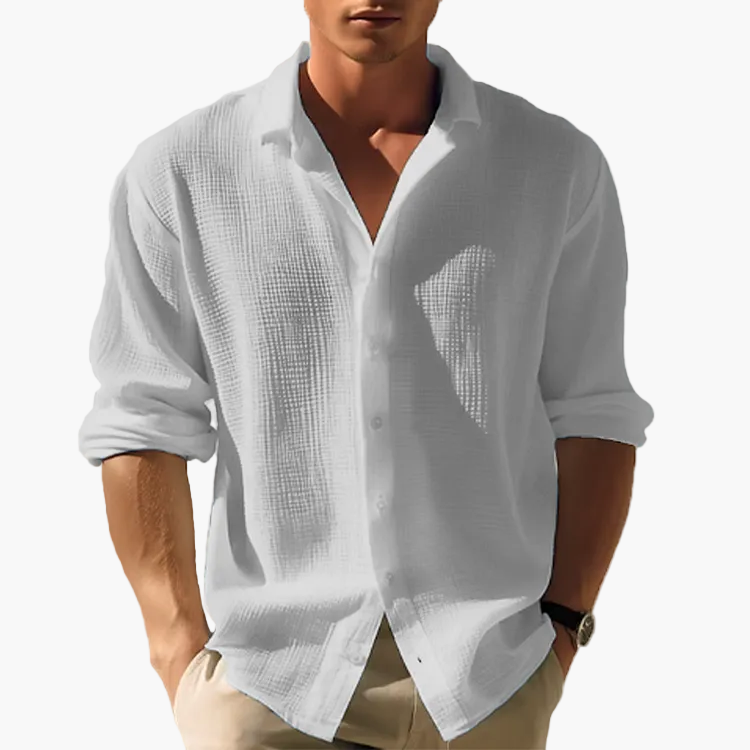 Herren Langarm Freizeithemd – Modernes Button-Down-Hemd für Alltag, Urlaub & Büro