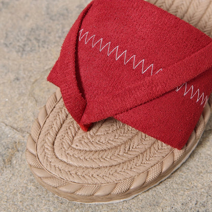 Dame sommer slip-on sandaler med krydsremme – Komfortable flade udendørs slides