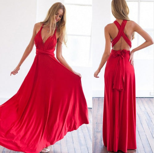 Abito lungo da donna con design schiena scoperta – Abito da sera elegante, versatile, da festa