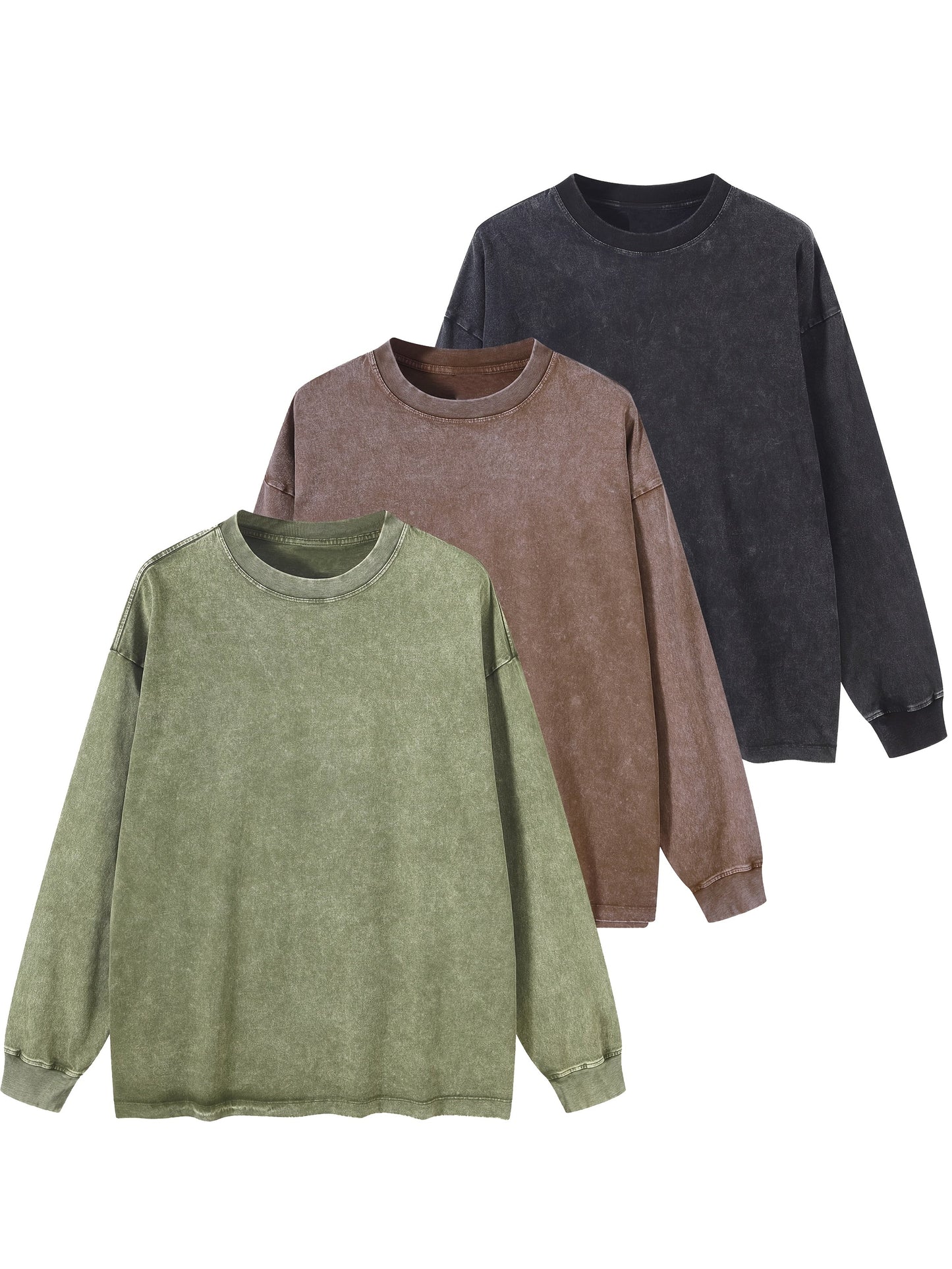 Sweatshirt Acid Washed Rundhalsausschnitt Langarm