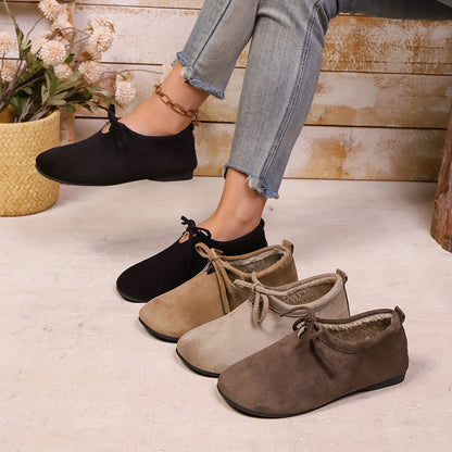 Mocasines cómodos de mujer con lazo, forro suave y suela plana