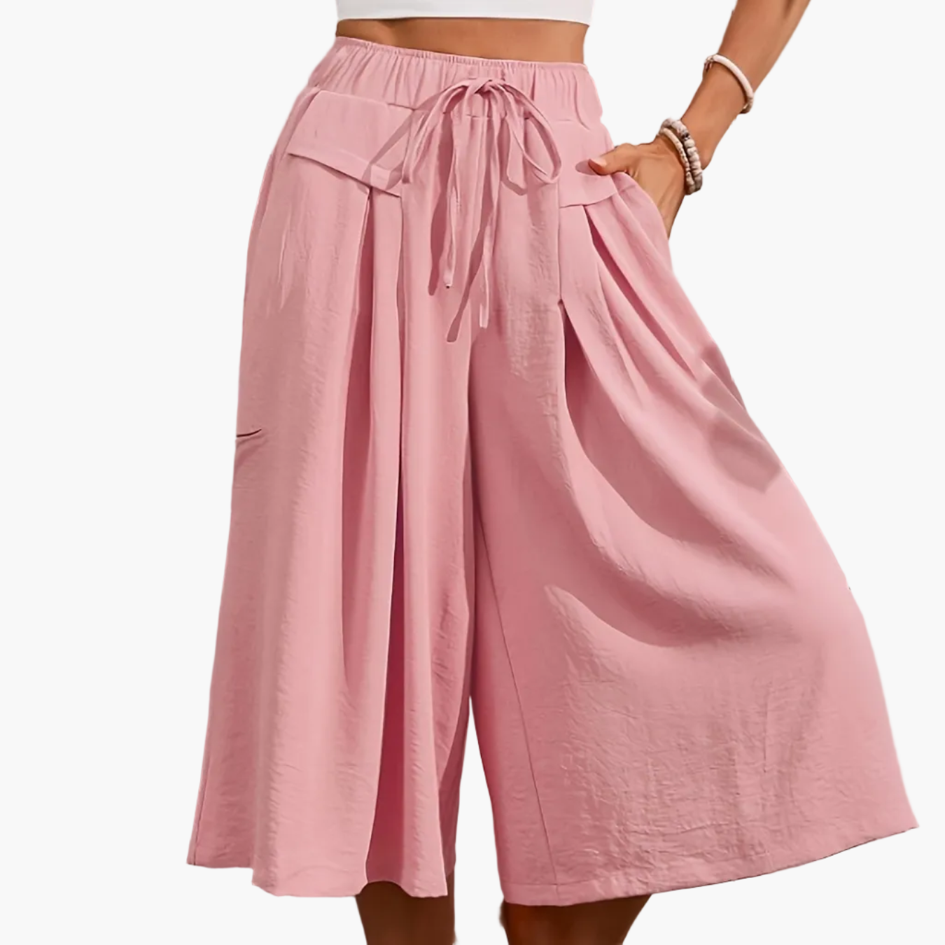 Dames Elegante Culottebroek met wijd been en nepkoord – Perfect voor de zomer
