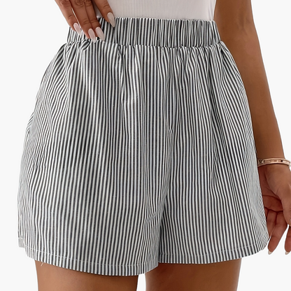 Damen Elegante High Waist Shorts mit Streifen – Sommer Freizeitmode