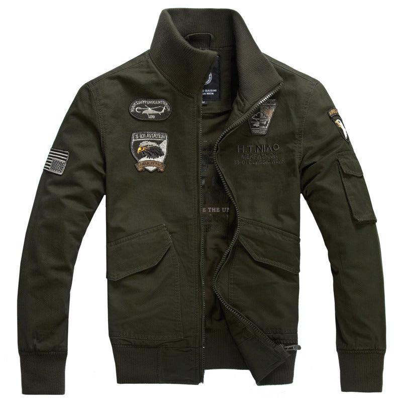 Jas voor heren in militaire stijl met lange mouwen en zakken