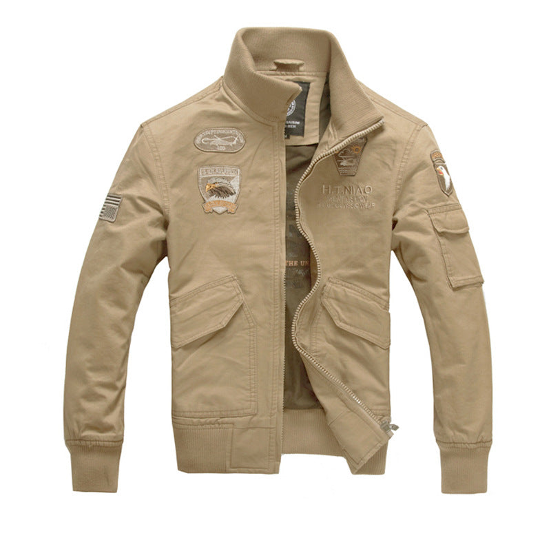 Jas voor heren in militaire stijl met lange mouwen en zakken