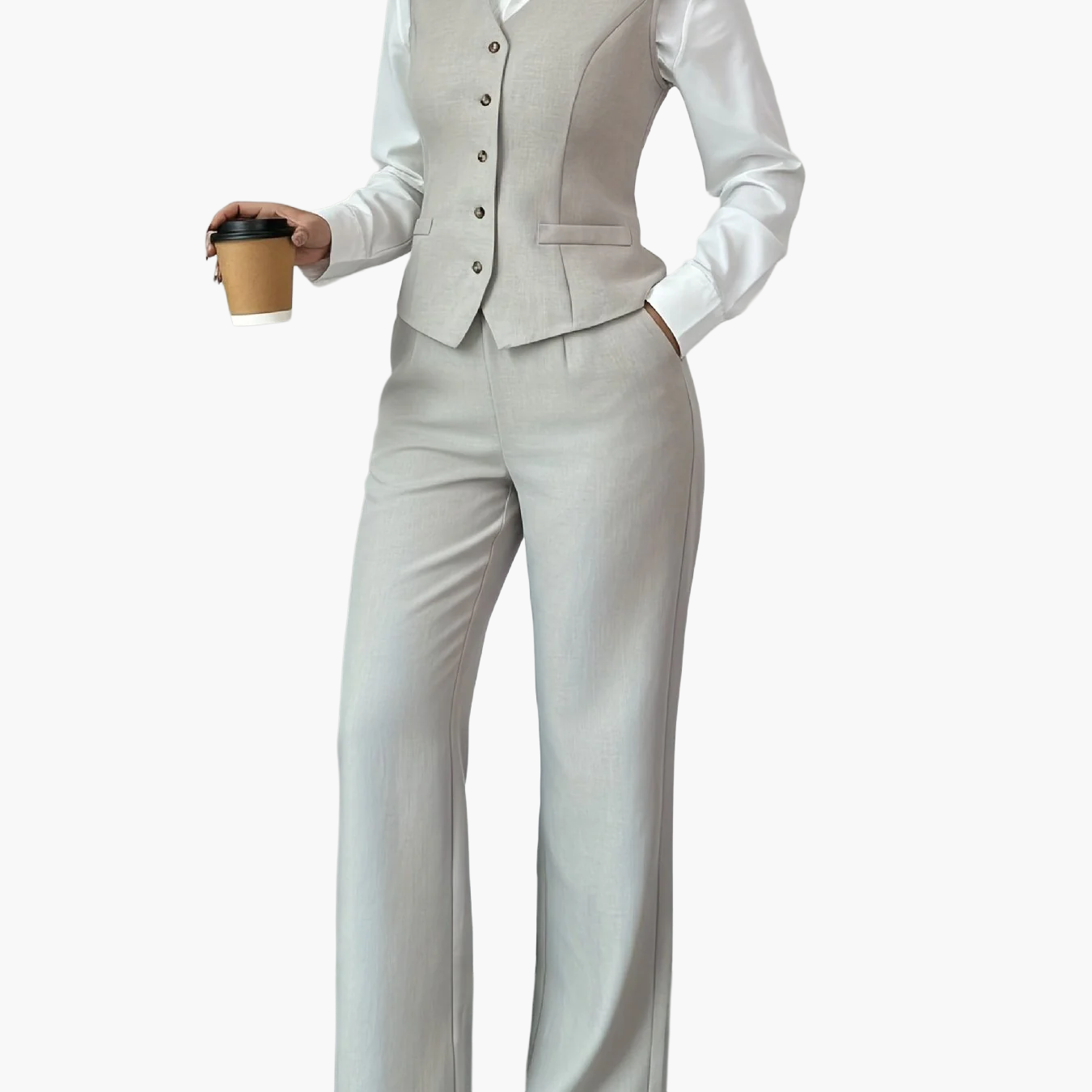 Dame Business Dress Sett Elegant med Vest og Bukse – Stilig Vår- og Sommerantrekk for Kontor og Hverdag