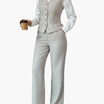 Dame Business Dress Sett Elegant med Vest og Bukse – Stilig Vår- og Sommerantrekk for Kontor og Hverdag