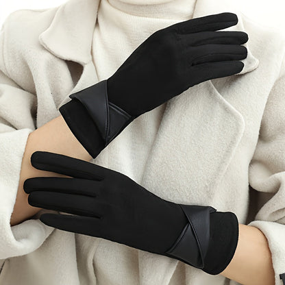 Damen Handschuhe Braun mit Manschetten-Design Elegante Winter-Accessoires