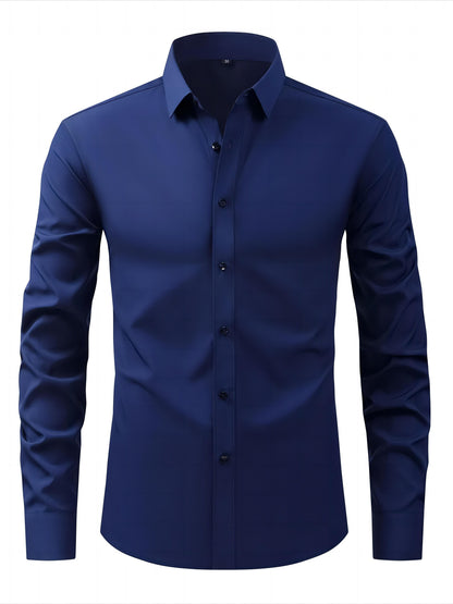 Chemise décontractée business homme coupe slim – Chemise élégante à manches longues pour le quotidien et le bureau