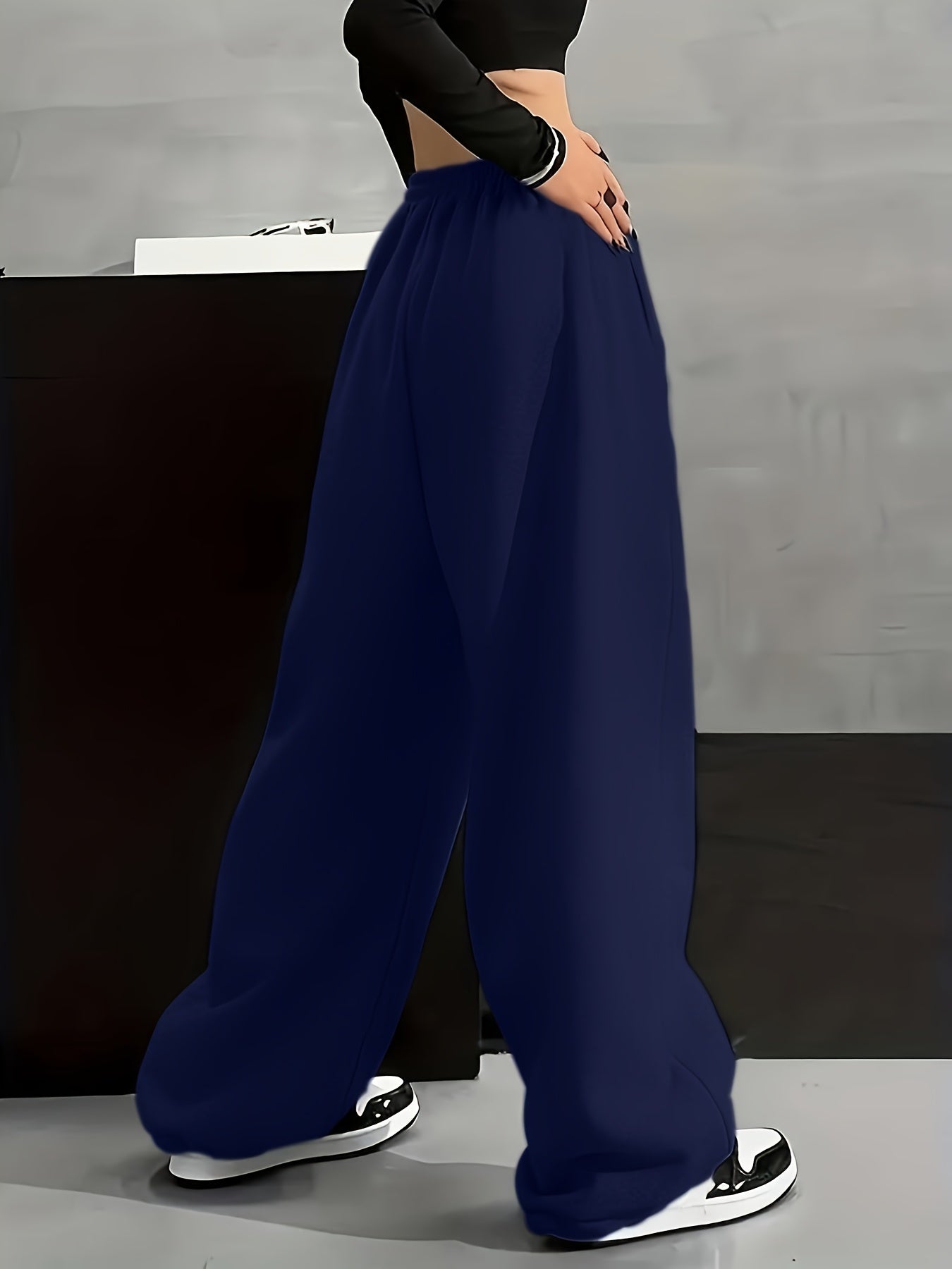 Unisex Weite Freizeithose mit Mondphasen-Muster, Elastischer Bund