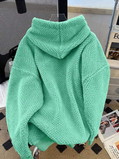 Unisex Teddy-Fleece Kapuzenpullover – Kuscheliger Hoodie mit Kängurutasche und Kordelzug