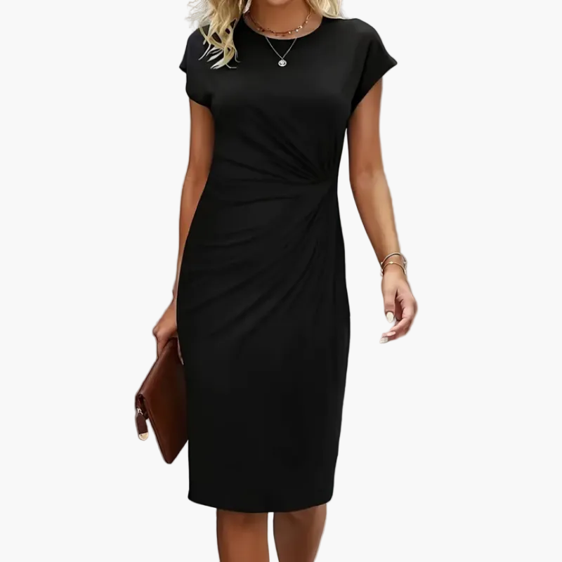 Robe fourreau élégante pour femme, business et loisirs, longueur genou, manches courtes