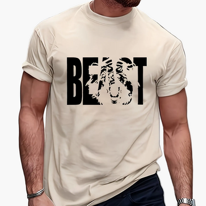 Herren T-Shirt im Urban Style mit „BEAST“-Print – Oversize, Streetwear, Motivdruck